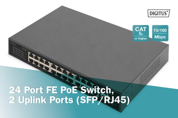 Digitus switch poe gigabit ethernet 8 porte con 2 porte sfp - Armadi Rack